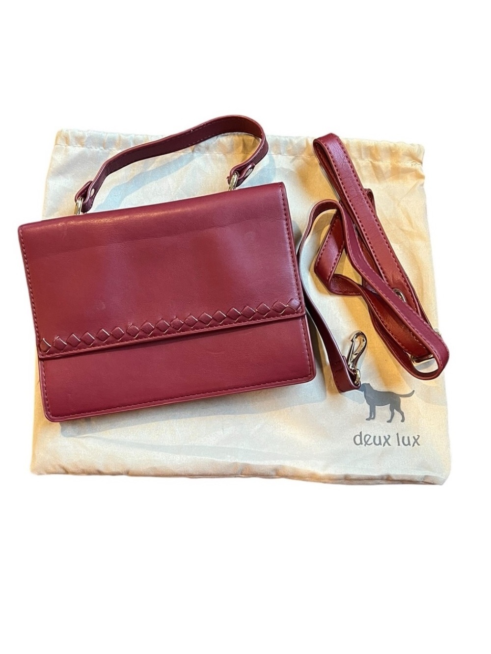 Deux Lux Maroon Faux Leather Convertible Crossbody Handbag